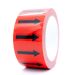 Red self-adhesive tape with black directional arrows 50mm wide x 33 metres Internal Grade