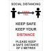 Keep A Safe Distance 2 Metres Social Distancing Sign COVID-19