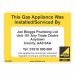 Personalised Gas Appliance Installed Serviced Label GAS06P
