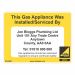 Personalised Gas Appliance Installed Serviced Label GAS06P