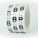 Letter 'B' - 24mm wide x 33 metre rolls - Black letter on White - Adhesive Pipe ID Tape