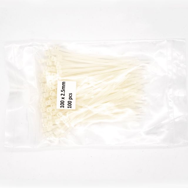 2.5mm Clear Plastic Cable Ties 100mm long Pk100 - R M Labels